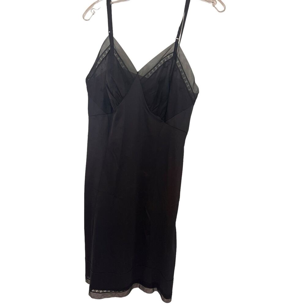 Vintage Seamprufe Sz 38 tall Nylon Black Full Slip Dress 1950's Sissy Pinup - Picture 7 of 7